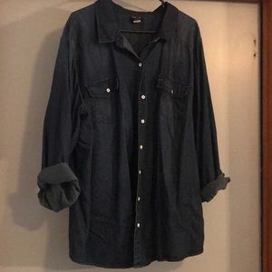 Torrid dark wash denim button up long sleeve